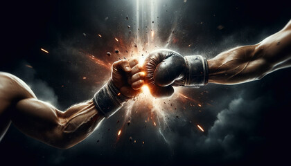 Fototapeta na wymiar Intense Boxing Versus Battle – The Ultimate and Powerful VS Event Promotion Banner Background. AI Generated.