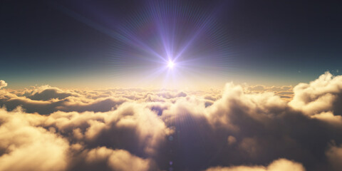 above clouds sunrise sun ray illustration