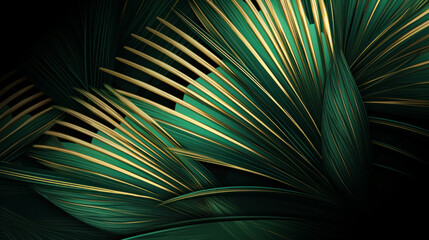 Tropical leaves gold and black, Dark Monstera, palm graphic design, Creative nature background, Minimal summer abstract jungle forest pattern, Luxury exotic botanical design cosmetics, illustration