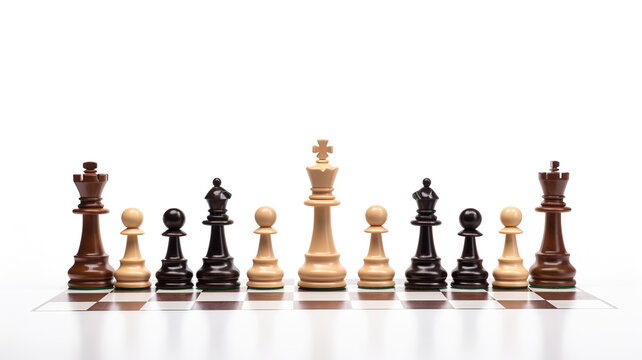 Chess figures on check, together with strategy and chess concepts
