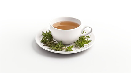 Fototapeta premium Isolated on a white background, a teapot filled with herbs