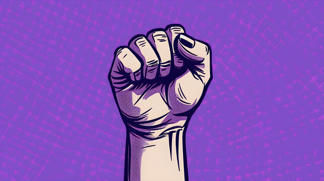 pu&ntilde;o cerrado en se&ntilde;al de lucha por el dia internacional de la mujer 8 de marzo ilustracion de poder y fuerza femenil