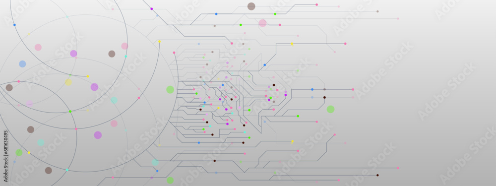 Poster abstract connecting points and lines with circuit board technology concept background.