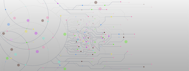 Abstract connecting points and lines with circuit board technology concept background.