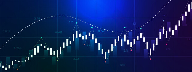 Stock market, forex chart, economic graph and business data for financial investment concept background.