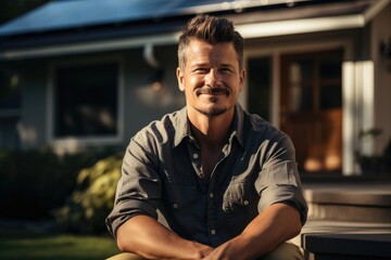 Fototapeta premium Portrait of home solar sales person.