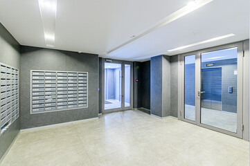 interior apartment public place, house entrance. doors, walls, staircase corridors