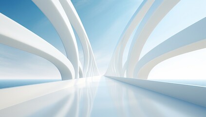 Curved Symphony: A Mesmerizing Dance of Blue and White Lines