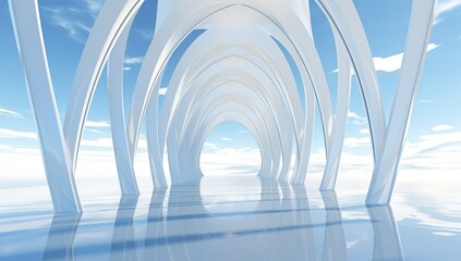 A Majestic White Structure Amidst the Vast Blue Sky