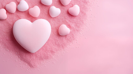 Walentynkowe gładkie pastelowe tło dla zakochanych par - miłość w powietrzu pełna serc. Wzór do projektu baneru - obrazy, fototapety, plakaty