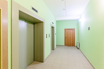 interior apartment public place, house entrance. doors, walls, staircase corridors