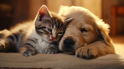 cat and puppy