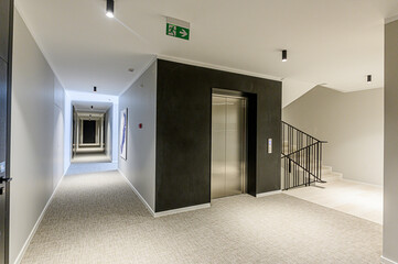 interior apartment public place, house entrance. doors, walls, staircase corridors