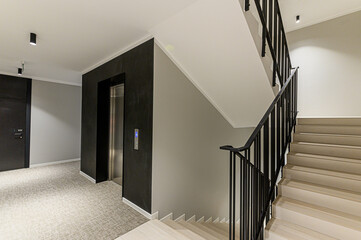 interior apartment public place, house entrance. doors, walls, staircase corridors