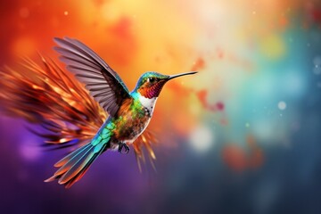 Fototapeta premium Colorful bird in flight colorful hummingbird in flight