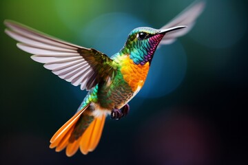 Fototapeta premium Colorful bird in flight colorful hummingbird in flight