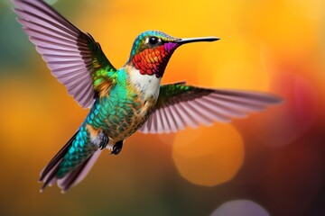 Fototapeta premium Colorful bird in flight colorful hummingbird in flight