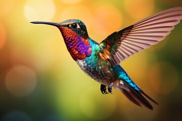 Fototapeta premium Colorful bird in flight colorful hummingbird in flight