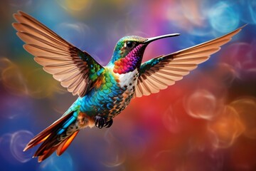 Fototapeta premium Colorful bird in flight colorful hummingbird in flight