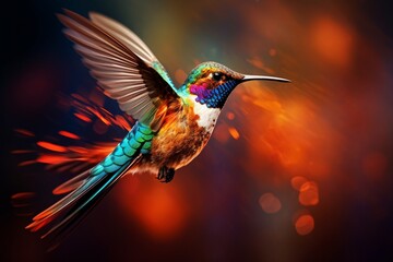 Fototapeta premium Colorful bird in flight colorful hummingbird in flight