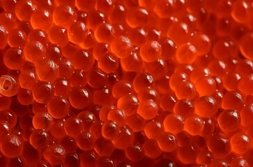 Red caviar texture. Salmon seafood dinner gourmet ingredient. Generate Ai