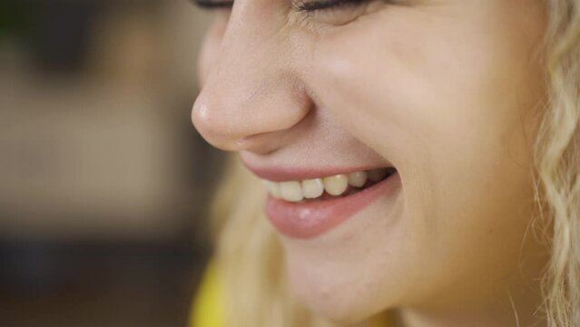 Close-up bad breath and woman.