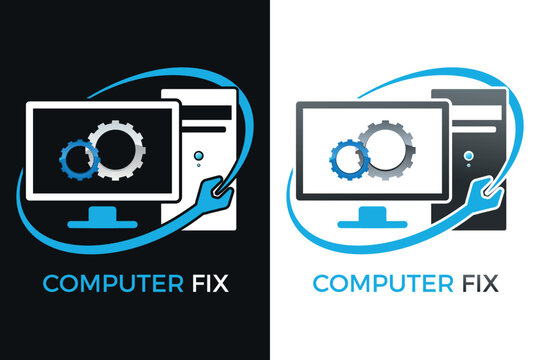 Computerreparatur, IT-Techniker, IT-Dienstleister, PC-Software - Logo, Icon