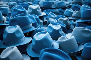 Obraz premium Many blue hats in piles.