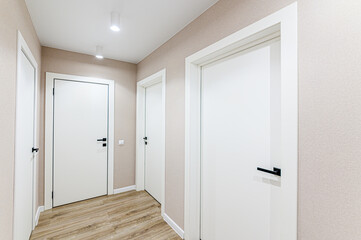 interior apartment corridor, hallway, doors