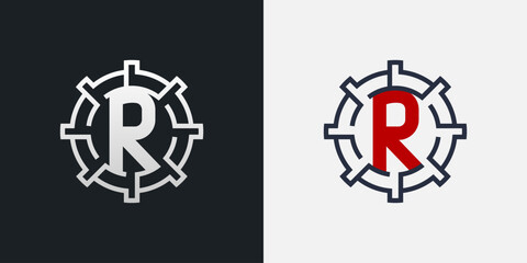 R Logo Design. Clean and Modern Letter R Logo in Round Shape - obrazy, fototapety, plakaty
