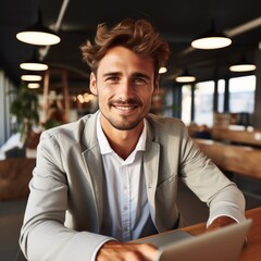 Fototapeta premium Attractive and successful man, Looks into the camera, Smiles.