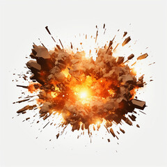 Explosion of fire and smoke on a white background. Vector illustration