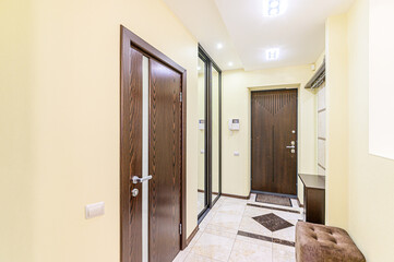 interior apartment corridor, hallway, doors