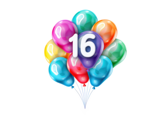 Sweet Sixteen Balloons Transparent Background
