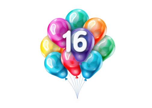 Sweet Sixteen Balloons Transparent Background