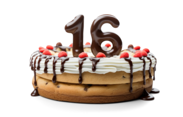 Sweet Sixteen Birthday Cake on Transparent Background