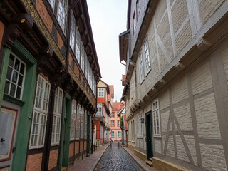 Gasse mit historischen Fachwerkhäusern in Celle