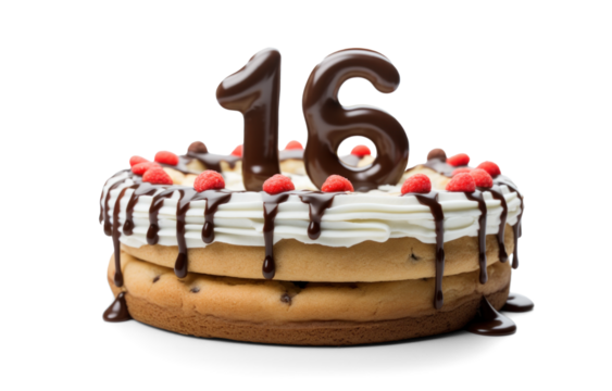 Sweet Sixteen Birthday Cake on Transparent Background
