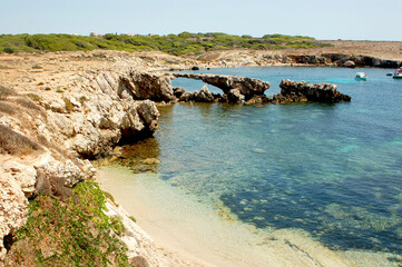 A deserted beach on the Apulian sea coast of Polignano, Puglia - 681640886