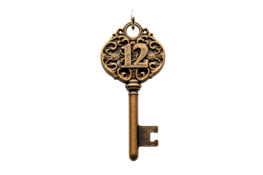Holiday Key Number 12 on Transparent Background