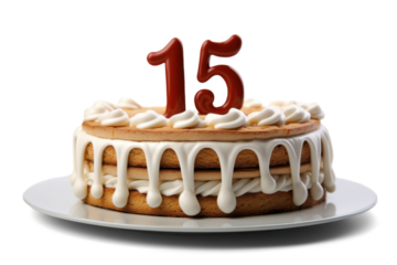 Cake Birthday Celebration with Number 15 Topper