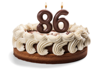 Cake Birthday Celebration with Number 86 Candles