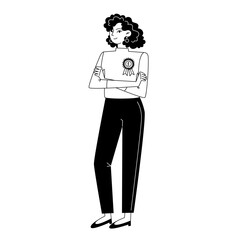 Fototapeta premium The best employee of the month, black and white illustration