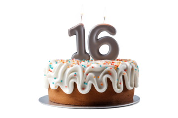 Birthday Celebration Cake with Number 16 Topper