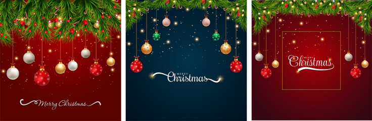 Merry Christmas background with Christmas elements for social media posts, banners, greeting cards, and web banners