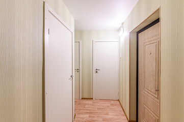 interior apartment corridor, hallway, doors