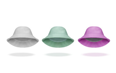 Bucket hat  white  purple  green  isolated PNG transparent