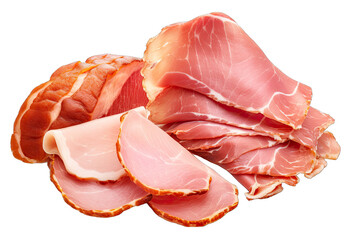 Different Fresh Dried Ham On Transparent Background