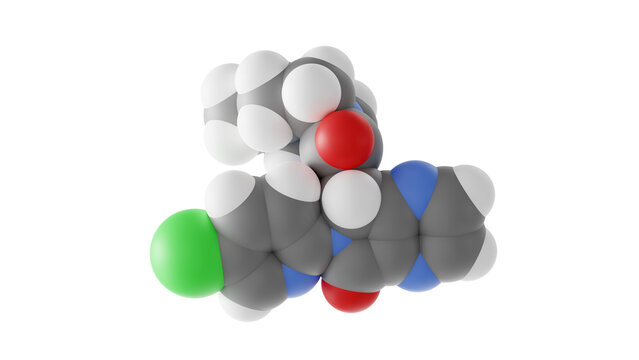 zopiclone molecule, cyclopyrrolone, molecular structure, isolated 3d model van der Waals