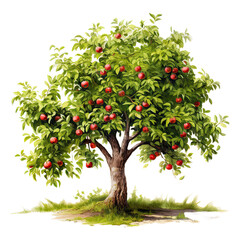 Fototapeta na wymiar Apple tree on transparent background